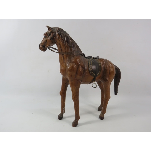 79a - Vintage leather horse figure, 13