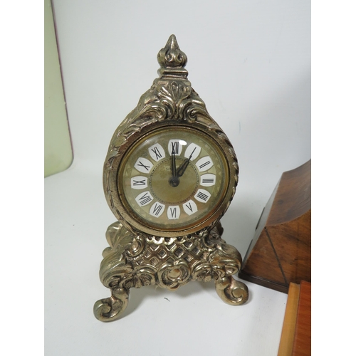 253A - Nice Selection of Vintage Clocks. All in running order plus a small wall mounted Barometer/Thermomet... 