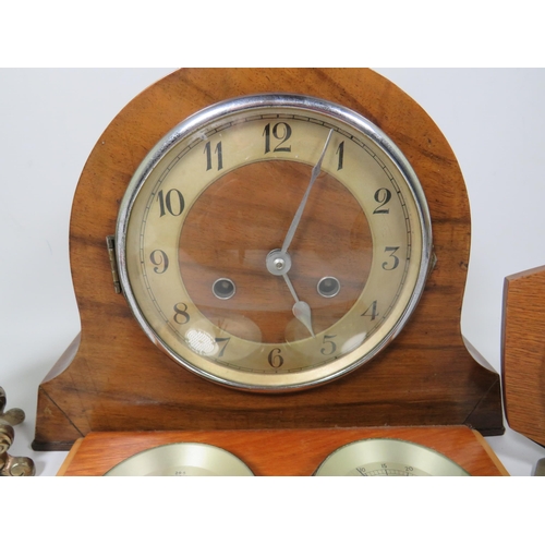 253A - Nice Selection of Vintage Clocks. All in running order plus a small wall mounted Barometer/Thermomet... 