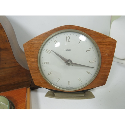 253A - Nice Selection of Vintage Clocks. All in running order plus a small wall mounted Barometer/Thermomet... 