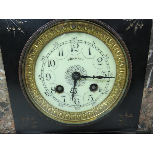 81A - Lovely 19th Century French made Mantle Clock with Spelter decoration to top with matching Slate and ... 