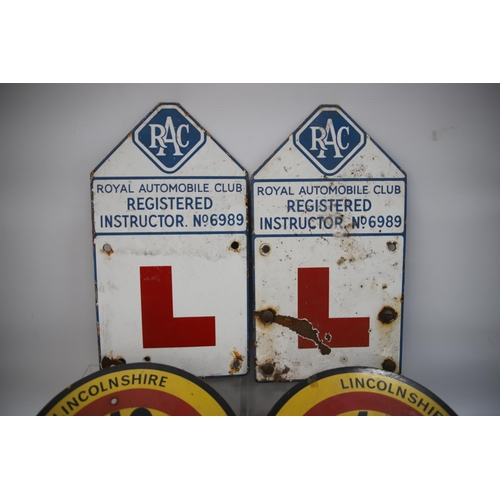 862 - THIS LOT HAS NOW BEEN WITHDRAWN BY THE VENDOR.
Original Old metal Driving School signs.  See photos.