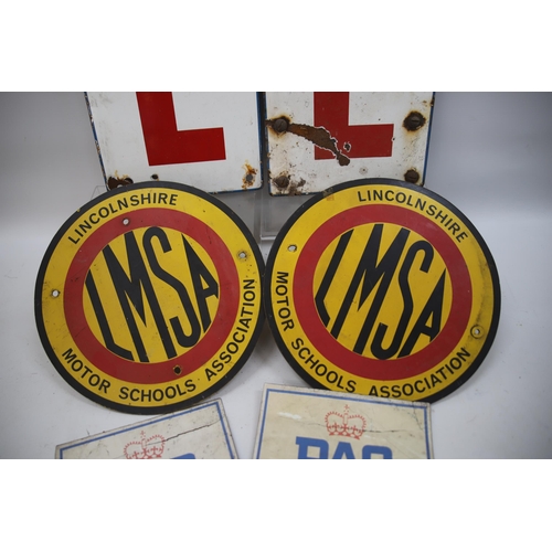 862 - THIS LOT HAS NOW BEEN WITHDRAWN BY THE VENDOR.
Original Old metal Driving School signs.  See photos.