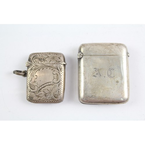 664 - 2 x Antique .925 Sterling Silver Vesta / Match Cases Inc Victorian 39g     657347