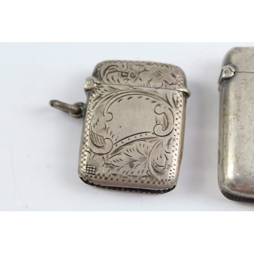 664 - 2 x Antique .925 Sterling Silver Vesta / Match Cases Inc Victorian 39g     657347