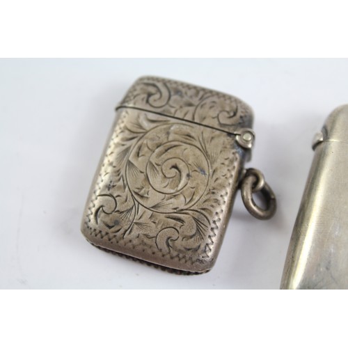 664 - 2 x Antique .925 Sterling Silver Vesta / Match Cases Inc Victorian 39g     657347