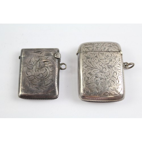 666 - 2 x Antique .925 Sterling Silver Vesta / Match Cases Inc Edwardian 41g     657346