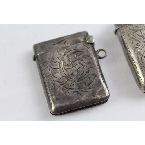 666 - 2 x Antique .925 Sterling Silver Vesta / Match Cases Inc Edwardian 41g     657346