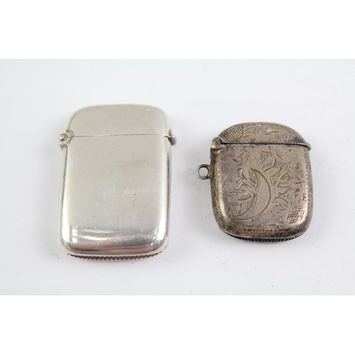 670 - 2 x Antique Victorian .925 Sterling Silver Vesta / Match Cases (42g)     657373