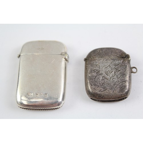 670 - 2 x Antique Victorian .925 Sterling Silver Vesta / Match Cases (42g)     657373