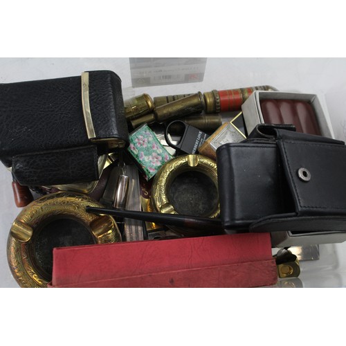 701 - Assorted Vintage Smoking Accessories Inc WW1 Lighters, Pipe, Case, Etc Joblot     638969