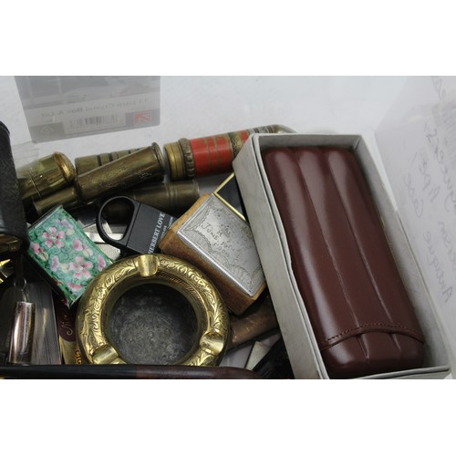 701 - Assorted Vintage Smoking Accessories Inc WW1 Lighters, Pipe, Case, Etc Joblot     638969