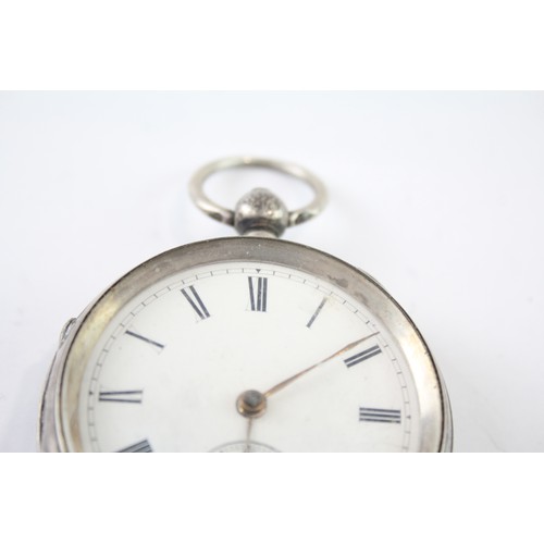 705 - Vintage 925 Silver Open Face Pocket Watch Key-Wind Working     410633