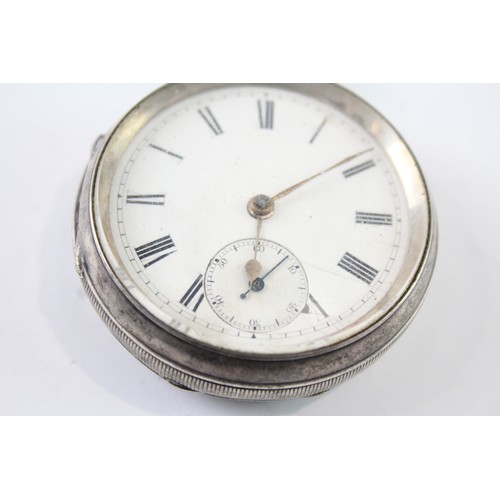 705 - Vintage 925 Silver Open Face Pocket Watch Key-Wind Working     410633