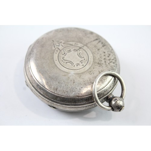 705 - Vintage 925 Silver Open Face Pocket Watch Key-Wind Working     410633