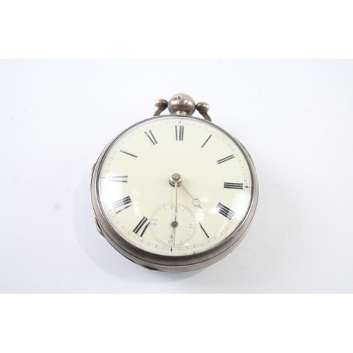 707 - Antique 925 Silver Open Face Fusee Pocket Watch Key-Wind Working     410635