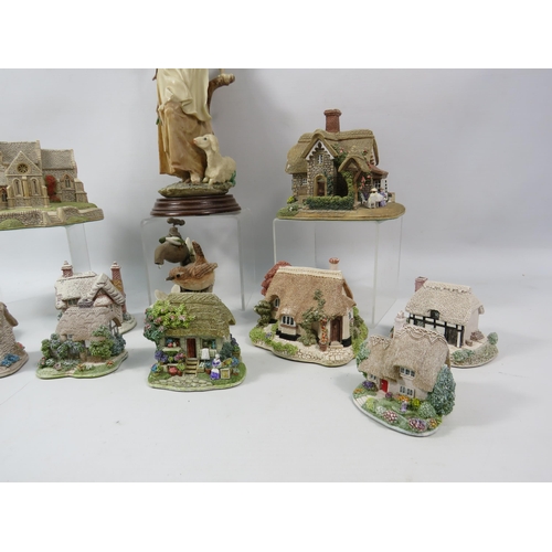 1097 - Mixed lot to include Liliput lane cottages, Country artist bird figurine and a resin figurine of a l... 