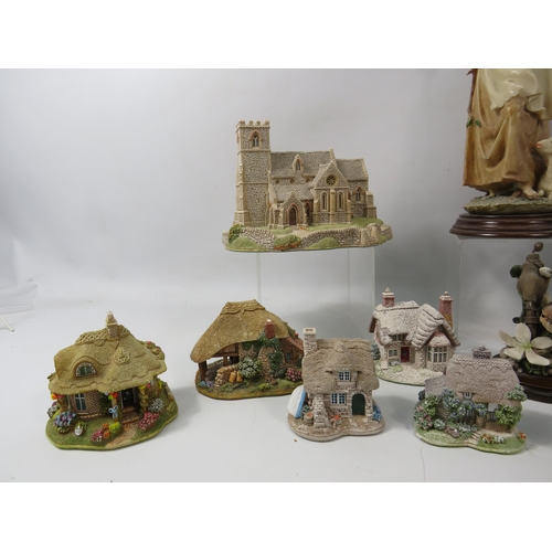 1097 - Mixed lot to include Liliput lane cottages, Country artist bird figurine and a resin figurine of a l... 