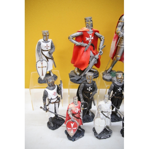 952 - Nice Selection of Medieval Knight figures from Resin. Tallest 10 inches tall. See photos.