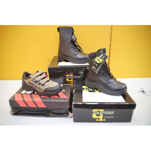 965 - Two Pairs of Boots and one Safety Trainer. UK Sizes 12,  5   & 6 . With boxes in unused condition. S... 