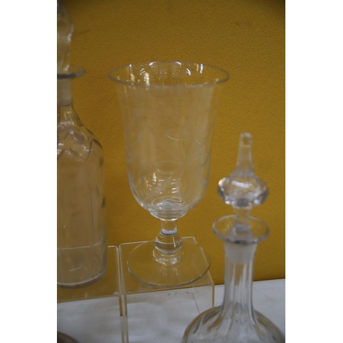 975 - Very Nice Mixed Glass lot to include Victorian Hand Blown Celery Vase, Dimpled Decanters. See photos... 