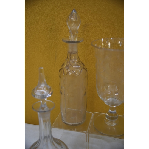 975 - Very Nice Mixed Glass lot to include Victorian Hand Blown Celery Vase, Dimpled Decanters. See photos... 