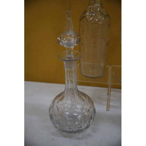 975 - Very Nice Mixed Glass lot to include Victorian Hand Blown Celery Vase, Dimpled Decanters. See photos... 