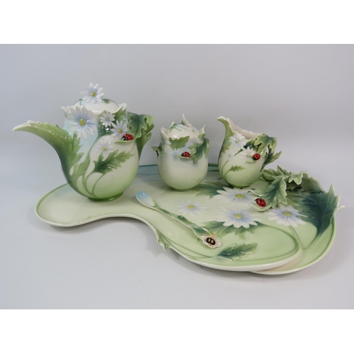 11 - Franz Porcelain ladybird and Daisy teaset with tray, Tray measures 15