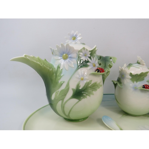 11 - Franz Porcelain ladybird and Daisy teaset with tray, Tray measures 15