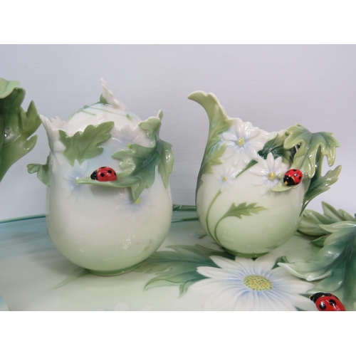 11 - Franz Porcelain ladybird and Daisy teaset with tray, Tray measures 15