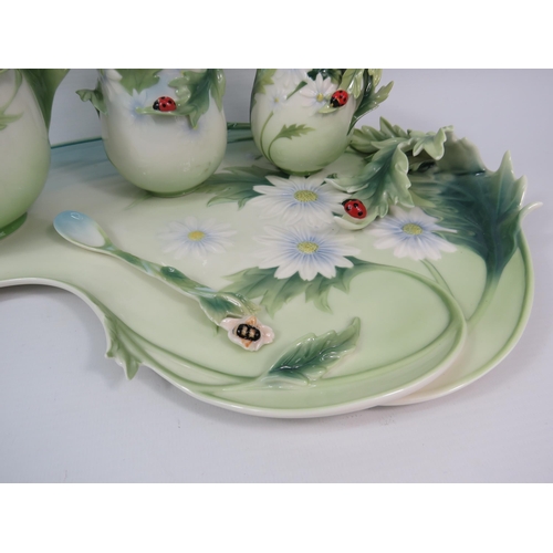 11 - Franz Porcelain ladybird and Daisy teaset with tray, Tray measures 15