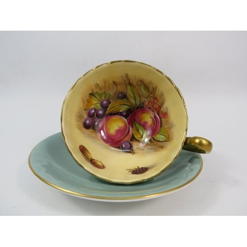 12 - Aynsley China sage green Orchard Gold cup and saucer.