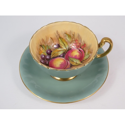 12 - Aynsley China sage green Orchard Gold cup and saucer.