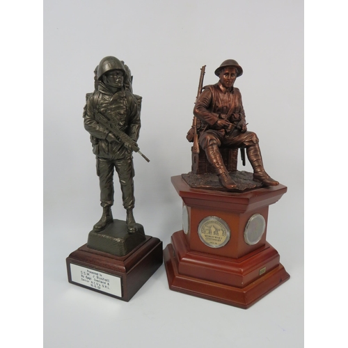 27 - Danbury Mint The Brave British Tommy Bronze effect sculpture set with WW1 Pennies plus a Army presen... 