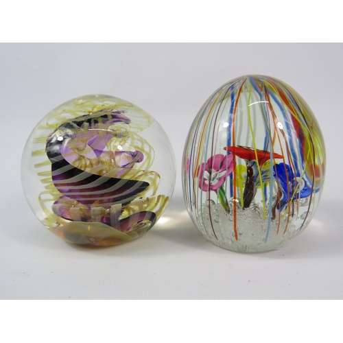 44 - Two Art glass paperweights one by Rollin Karg and one by Murano.