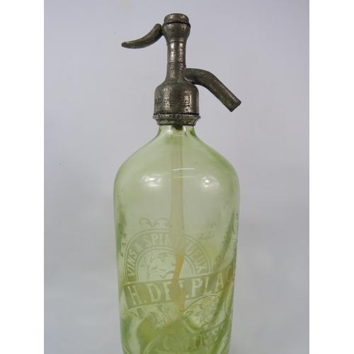 47 - Vintage French Uranium green glass soda syphon, 12.5