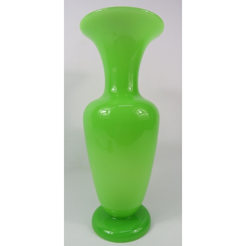 48 - Large Green opaline uranium glass vase 14