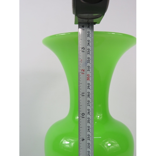 48 - Large Green opaline uranium glass vase 14