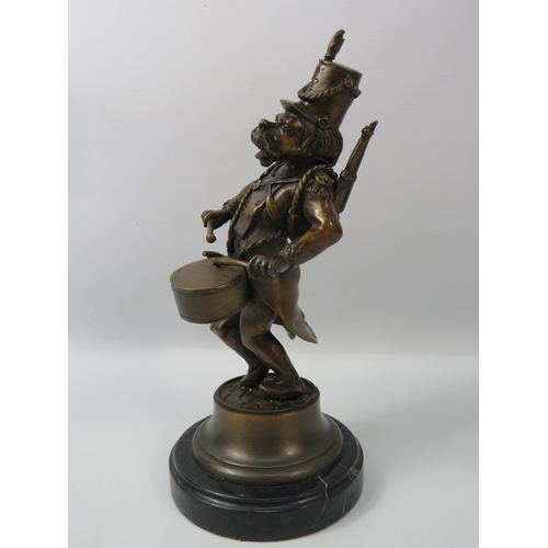 6 - Novelty Bronze alloy Dog soldier drummer sculpture, 10