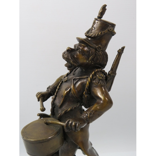 6 - Novelty Bronze alloy Dog soldier drummer sculpture, 10