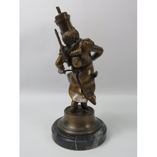 6 - Novelty Bronze alloy Dog soldier drummer sculpture, 10