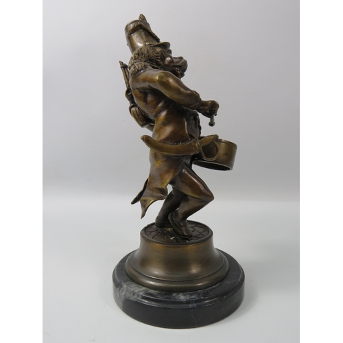 6 - Novelty Bronze alloy Dog soldier drummer sculpture, 10