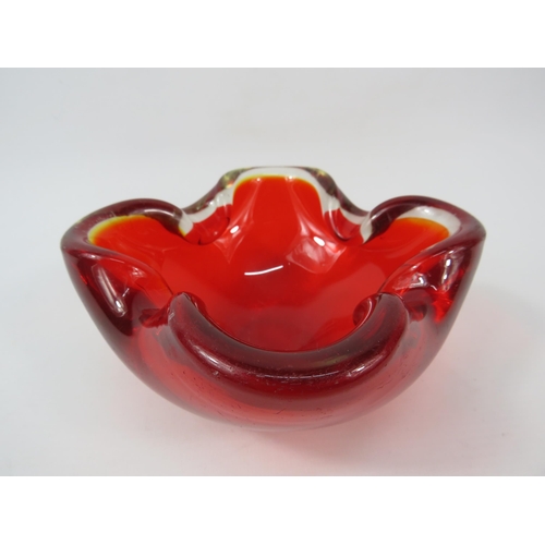 58 - Mid Century Murano Uranium Red glass dish, 5