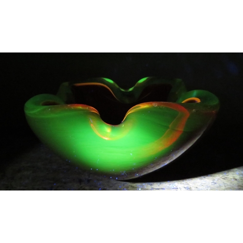 58 - Mid Century Murano Uranium Red glass dish, 5