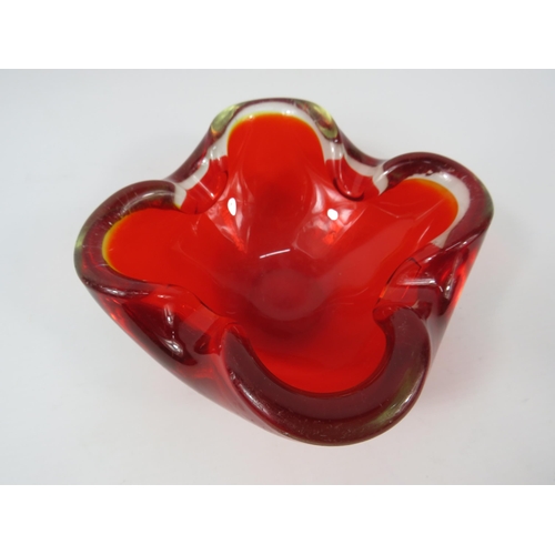 58 - Mid Century Murano Uranium Red glass dish, 5