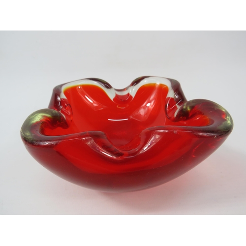 58 - Mid Century Murano Uranium Red glass dish, 5