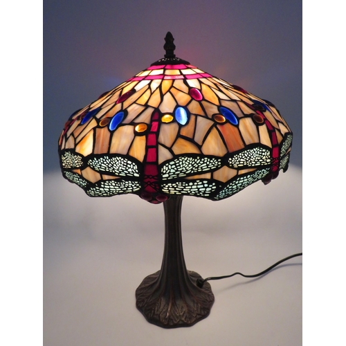 68 - Large Tiffany Style table lamp with dragonfly pattern shade, 19.5