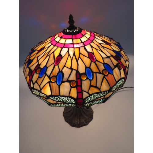 68 - Large Tiffany Style table lamp with dragonfly pattern shade, 19.5