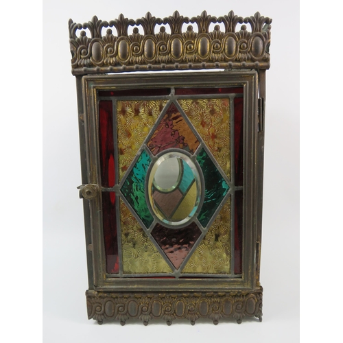 72 - Victorian Arts and Crafts stained glass lantern, 8