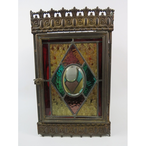 72 - Victorian Arts and Crafts stained glass lantern, 8